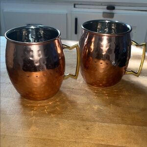 Elegant Moscow Mule Copper Mugs with Brass Handles
